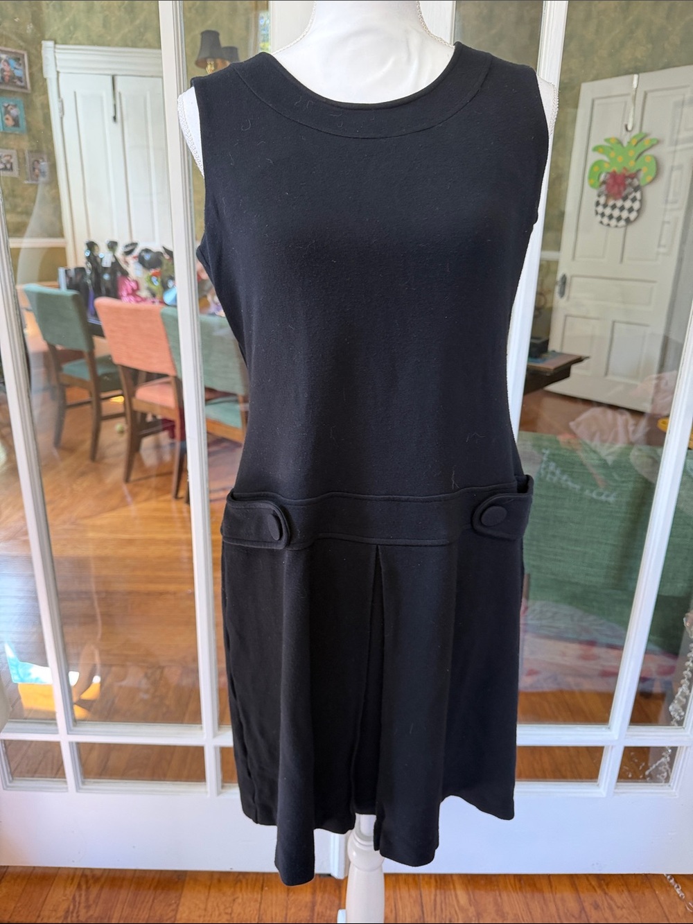 Calvin Klein Black Sleeveless Drop-Waist Midi Dress